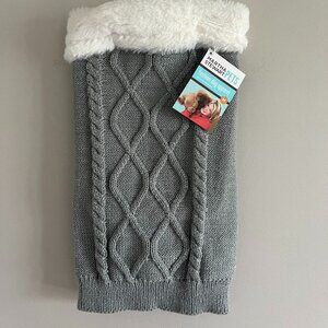NWT | Martha Stewart Pets Grey & Silver FauxFur Collar Dog Sweater | Size Medium